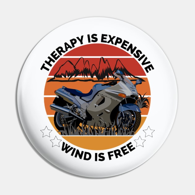 Therapy is Expensive Wind is Free Funny Saying T-shirt Pin by Sams Design Room