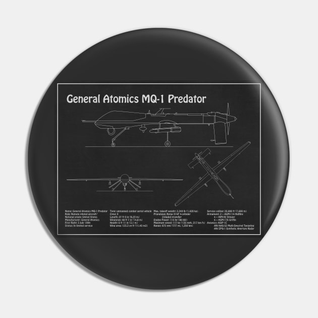 General Atomics MQ-1 Predator - Airplane Blueprint Plans - PD Pin by SPJE Illustration Photography