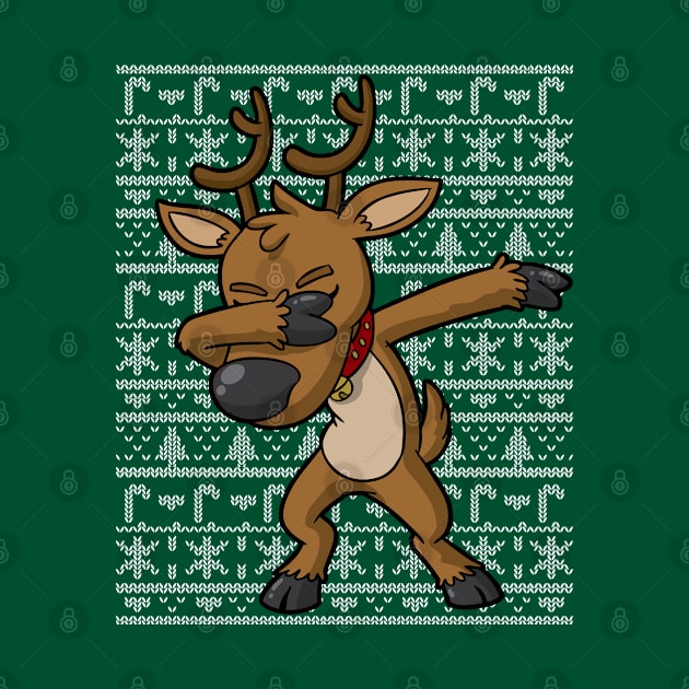 Dabbing Reindeer Ugly Christmas Sweater by E