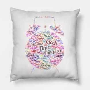 Time Clock Silhouette Shape Text Word Cloud Pillow