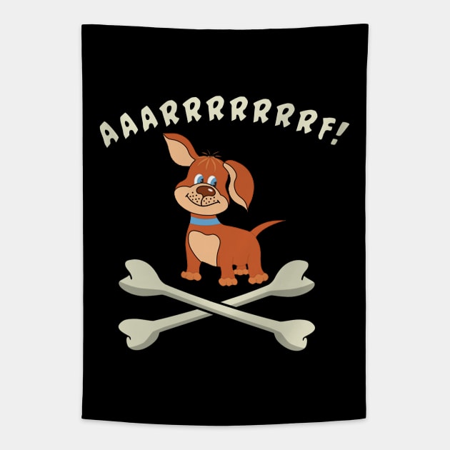 Cute Pirate Dog with Crossbones Tapestry by Scarebaby