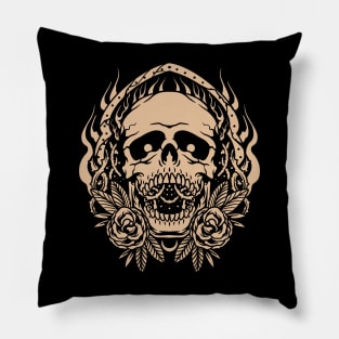 black rose skull tattoo Pillow