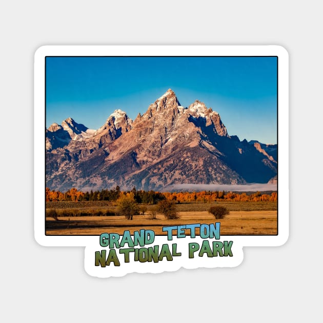 Wyoming State Outline (Grand Teton National Park) Magnet by gorff