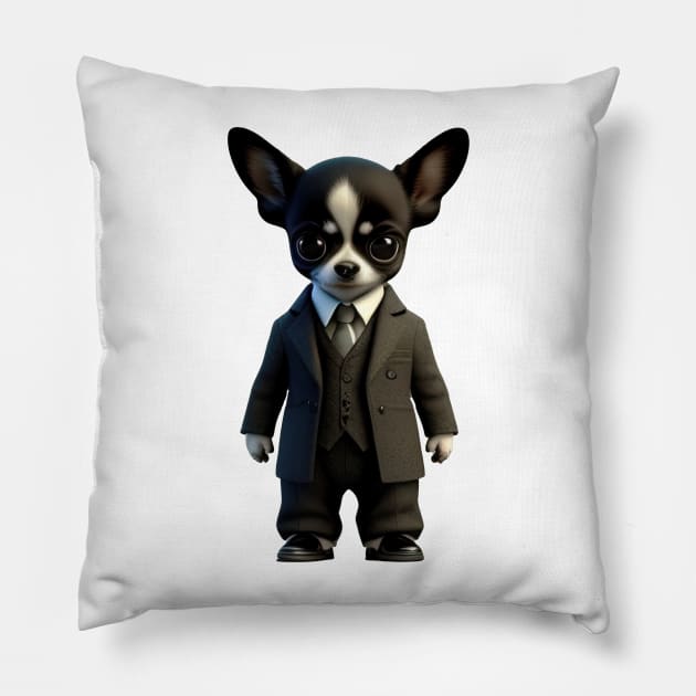 Chihuahua gentleman Pillow by IDesign23