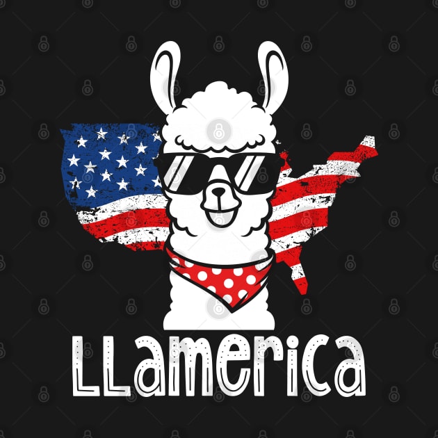 Llamerica 4th of July American Flag Funny Llama by aneisha