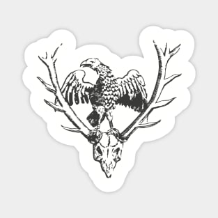 Heroic victory sign eagle over antlers Magnet