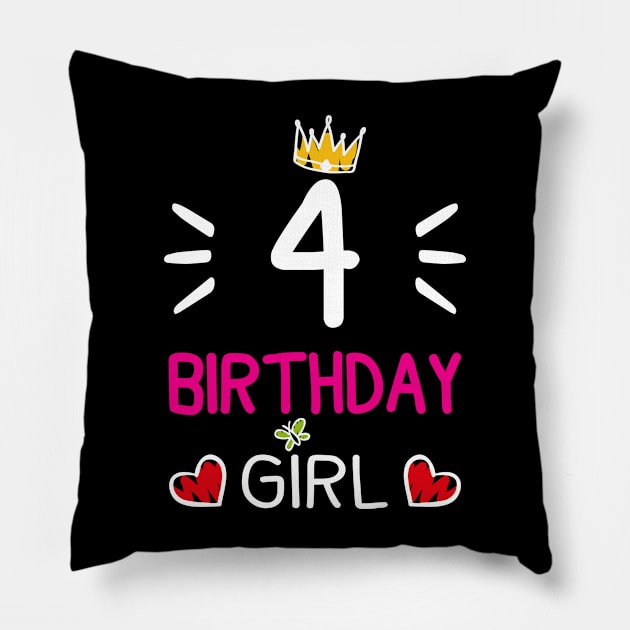 Kids 4th Birthday Girl Crown Princess Pillow by printedartings