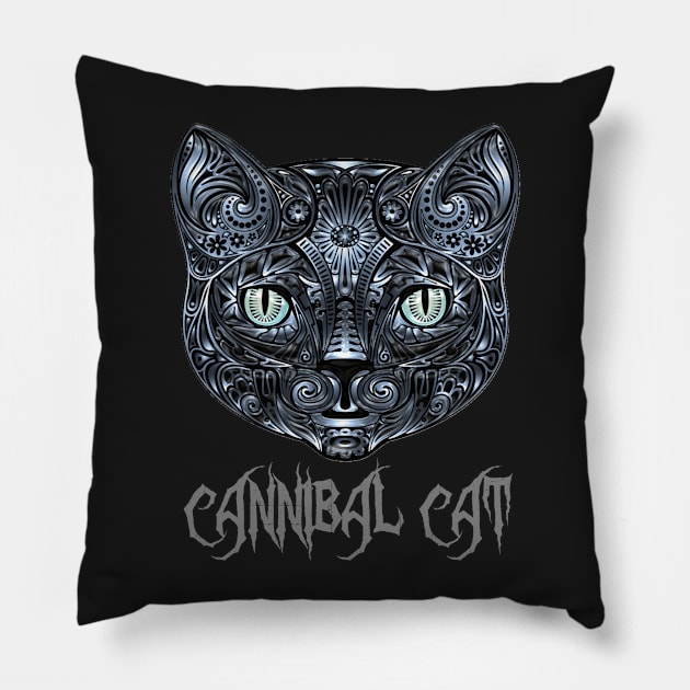 Cold Metal Cannibal Cat Pillow by CannibalCat