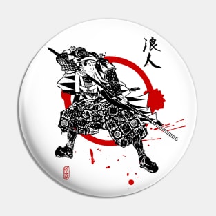 "Samurai Wanderer: The Ronin Ukiyo-e T-Shirt Pin