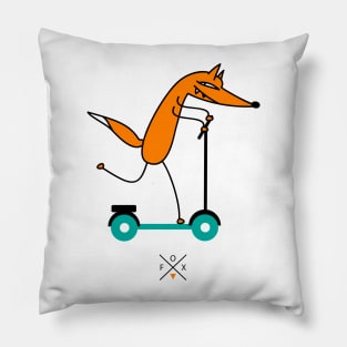 Smart fox with scooter Pillow