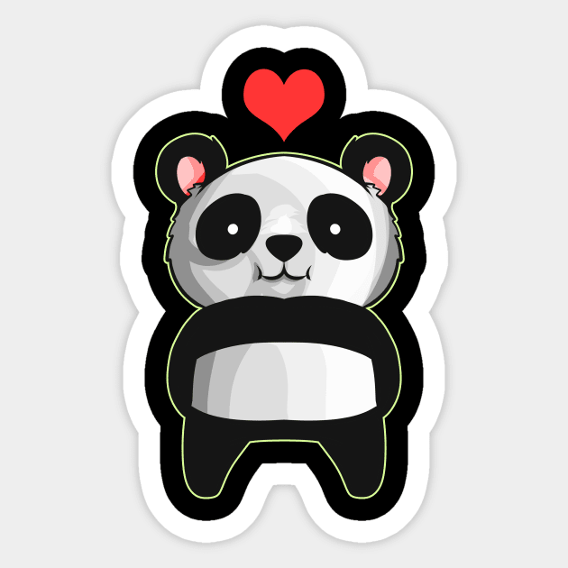 Kawaii Cute Panda With Heart - Panda - Sticker