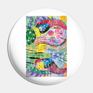 Hippy Fish in the Glow of a Rainbow Pin