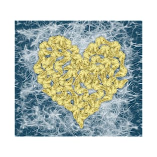 Gold butterflies in heart shape on teal web T-Shirt