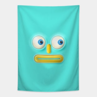 Displeased emoticon on a turquoise background. Tapestry