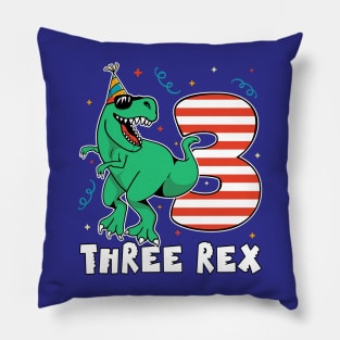 3rd birthday Three Rex Dinosaur Boys Pillow