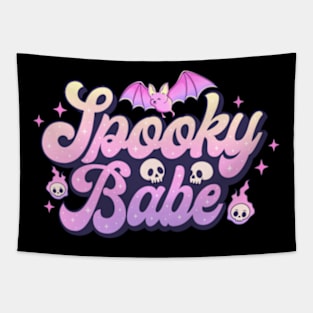 Spooky Babe Cute Pink Halloween Tapestry