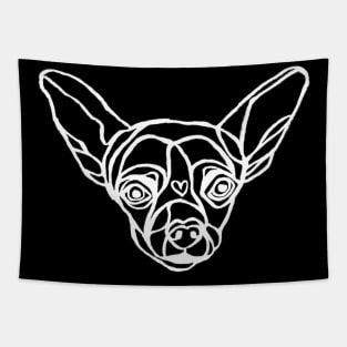 Lineart White Outline Chihuahua Little Dog Tapestry