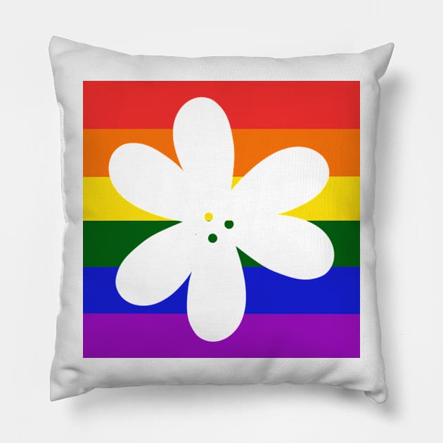 Flower Outline - discreet gay pride flag Pillow by JuneNostalgia