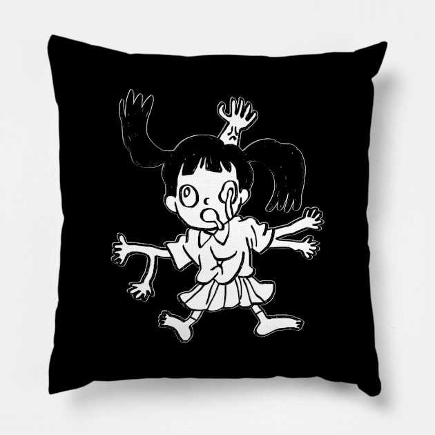 spooky creepy monoko monster girl redraw Pillow by mudwizard