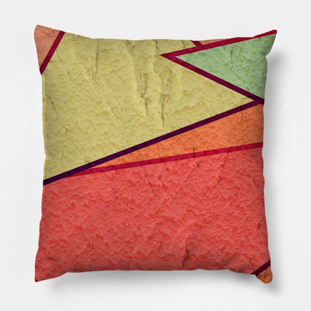 Yellow, Orange And Green Stone Texture Pillow by Artisticano