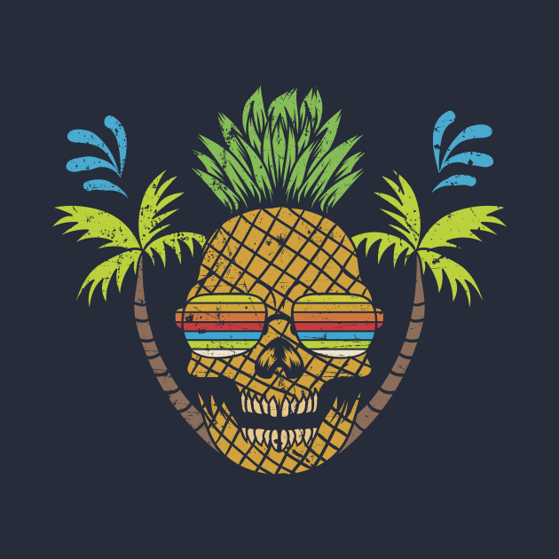 Vacation Mode Pineapple Skull by Mint Tees