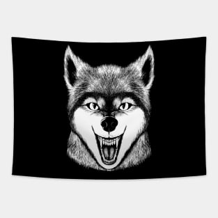 Snarling Wolf - Blanc Tapestry