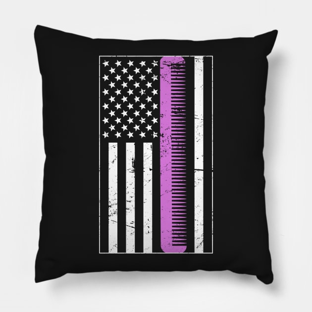 Retro Distressed Hair Stylist American Flag Pillow by MeatMan
