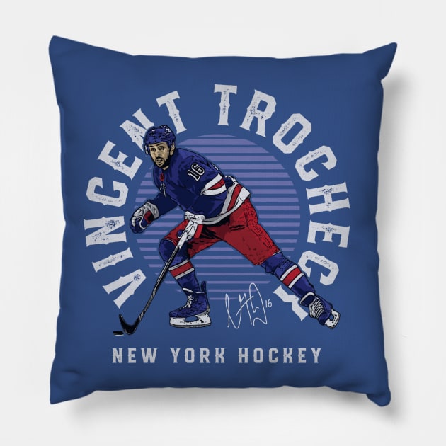 Vincent Trocheck New York R Emblem Pillow by ClarityMacaws