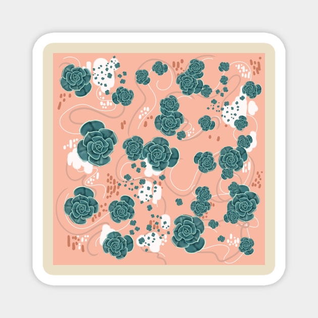 Echeveria Succulent - modern minimal pattern Magnet by Lio Does Things