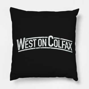 West on Colfax tramlines distressed Pillow