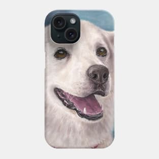 Painting of a White and Furry Alaskan Malamute Phone Case