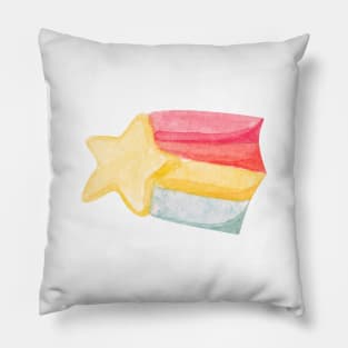 Shiny shooting star with rainbow Pillow