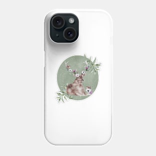 Deer with Flowers in Antlers Phone Case