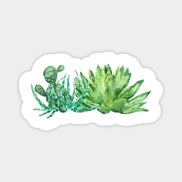 green succulent arrangement watercolor Magnet by colorandcolor