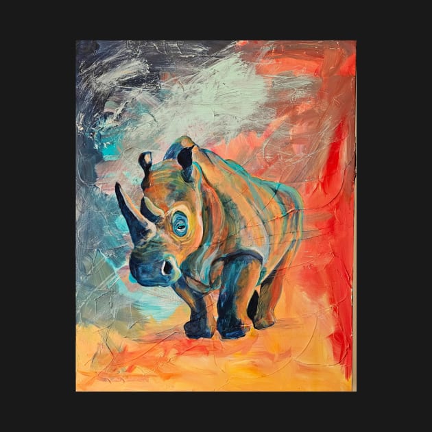 White rhino by Restless Nature Paintings by Mary Bow