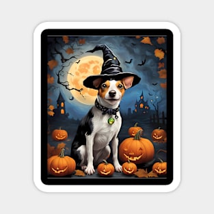 Aesthetic Halloween Rat Terrier Dog Witch Pumpkin Horror Nights Custom Magnet