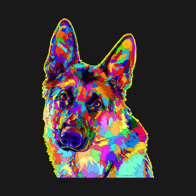 Disover German Shepherd Psychedelic Technicolour - German Shepherd - T-Shirt