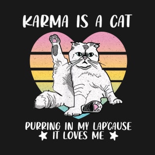 Karma Is A Cat Purring In My Lap Funny Cat Lover T-Shirt