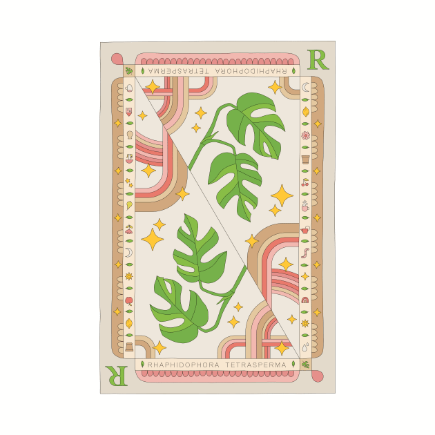 Raphidophora Tetrasperma Minima Plant Illustration with Playing Card Design for Plant Mom Plant Daddy by annagrunduls