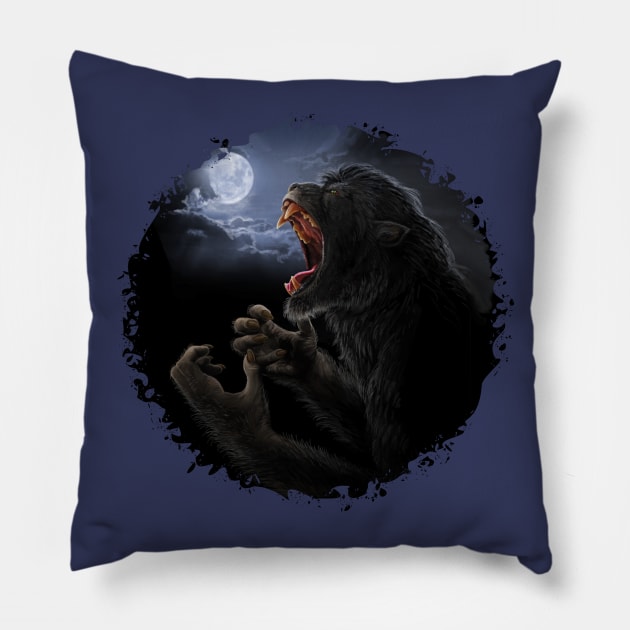 Howling Mad Werewolf Pillow by Viergacht