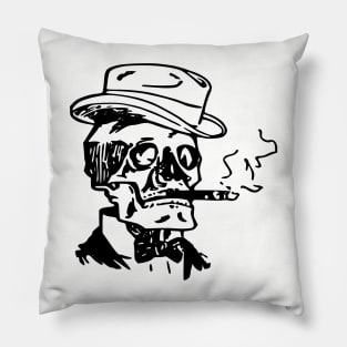 Skeleton Skull Top Hat Smoking Cigar Pillow