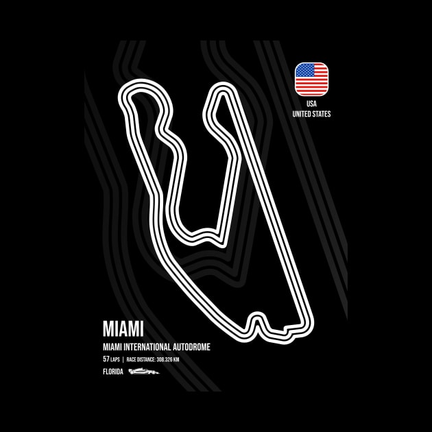 Miami Race Track (B&W) by RaceCarsDriving