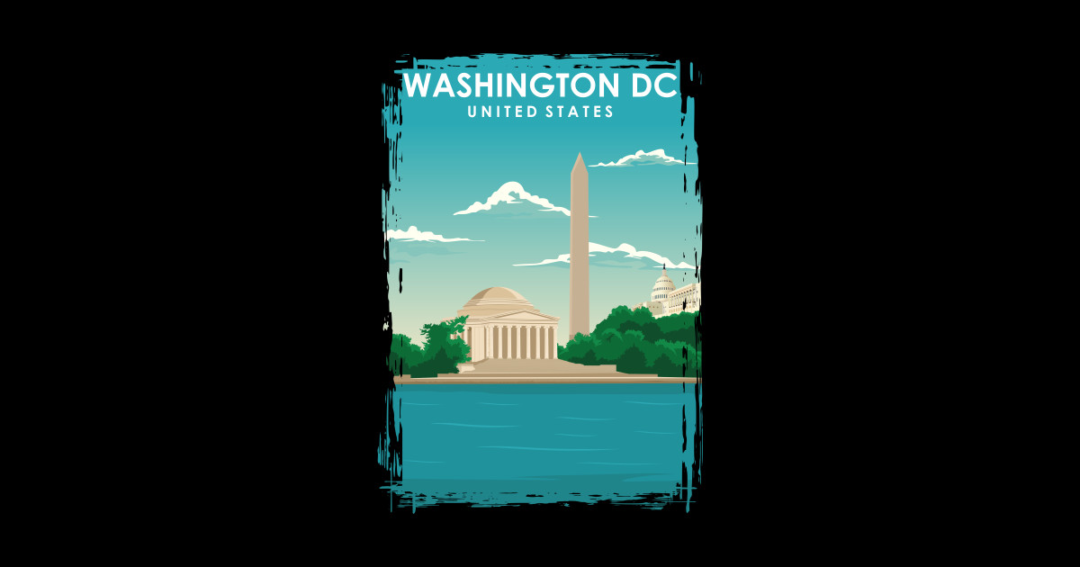 Washington DC Vintage Minimal Retro Travel Poster - Dc - Sticker ...