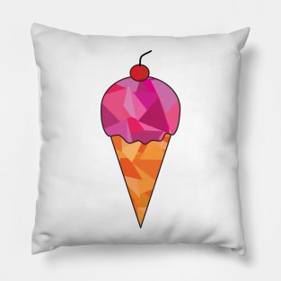 Geometric Ice Cream with Cherry on Top (black outline) Pillow