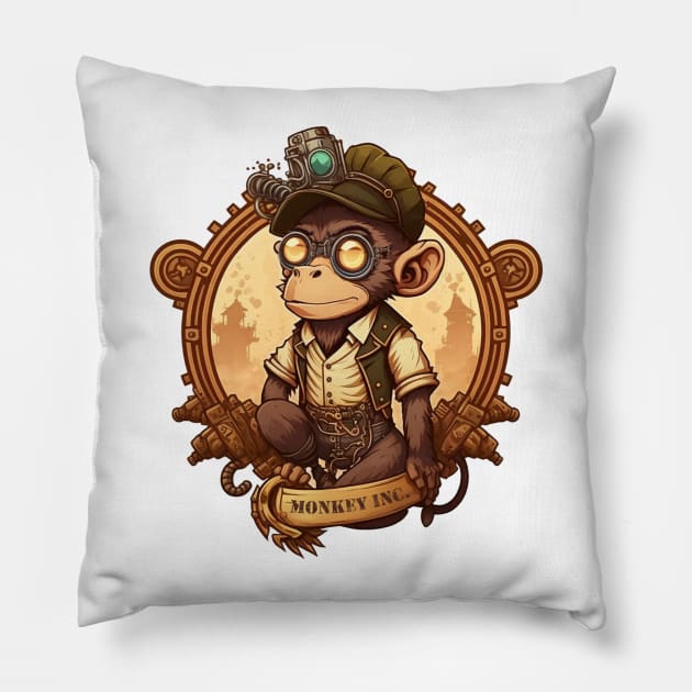 Grease Monkey Steampunk Style Monkey Pillow by Shaani