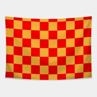 Checkerboard Square Seamless Pattern - Orange & Red Tapestry