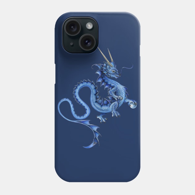 Serene Deep Blue Asian Dragon Phone Case by Sandra Staple