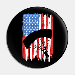 American Flag Skydiving Graphic Pin