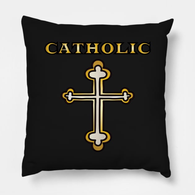 Catholic Cross Pillow by JevLavigne