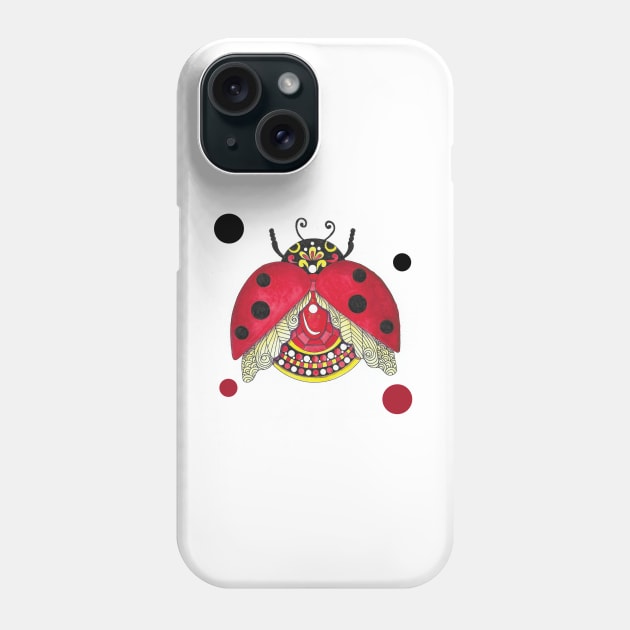 Lucky Ladybug Gemstone Watercolor art Phone Case by HotPinkStudio.Me